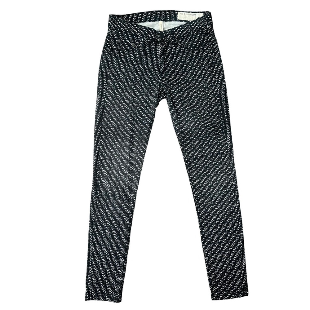 rag & bone black & white beachwood skinny jean leggings size 28